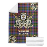Clan Carnegie Ancient Tartan Gold Courage Symbol Blanket SB58 Clan Carnegie Tartan Today